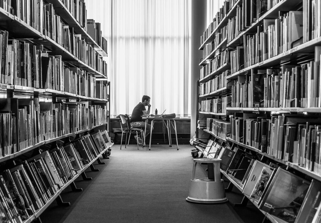 library-7408106_1280 academic project writing mistakes to avoid (photo by